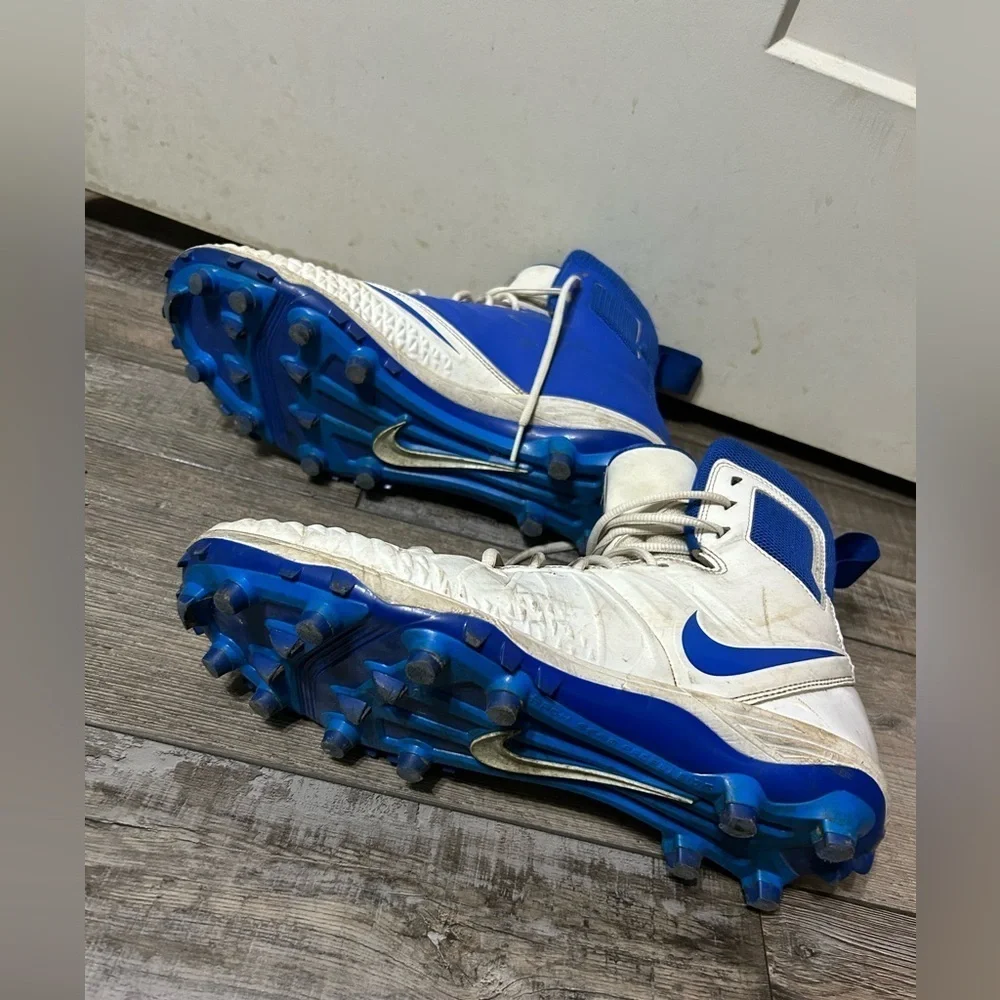 Nike Force Savage Elite TD Men Size 12 Shoes white Blue Football Sneakers